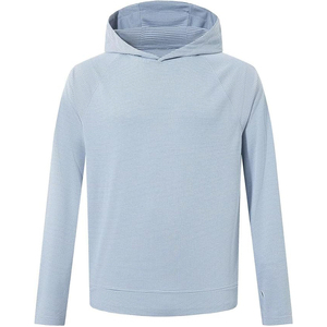 Sweat-shirt à capuche en tricot gaufré bleu clair pour homme, coupe slim, respirant, décontracté, avec manches raglan texturées - Product Image 1