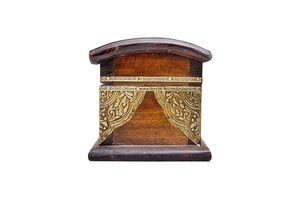 <b>Antique</b> Royal Wooden Jewelry <b>Box</b>, 6 inch — Decorative Keepsake Storage Organizer with Floral Brass Jali Work — Vintage Treasure - Product Image 6