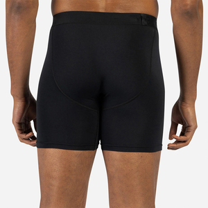 Calzoncillos bóxer para hombre, paquete de 5, corte medio, color negro sólido, ropa interior de algodón tejida sin costuras - Product Image 4