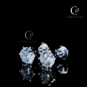 ต่างหูเพชรทรงบริลเลียนต์สำหรับผู้หญิงจาก CARATLEAF เพชรเลี้ยงในห้องปฏิบัติการ ชุบทอง 18K รับรองโดย IGI สี F ของขวัญสุดหรูสำหรับการหมั้นหมาย เครื่องประดับ - Product Image 2