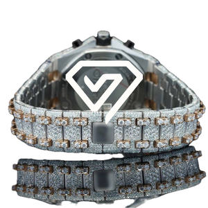 Montre chronographe à l'allure diamantée, avec moissanite, 41 mm, automatique, mécanique, luxe, moissanite couleur D VVS, montre pour homme - Product Image 3