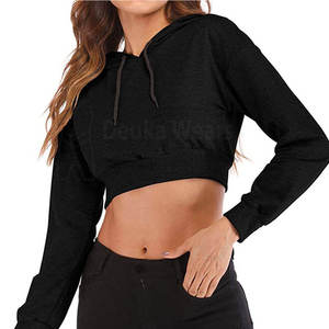 Haut court à capuche pour femme, 300 GSM, 100% Coton, style urbain, vêtement d'extérieur décontracté et tendance pour l'hiver, Service OEM/ODM, Prix bas - Product Image 1