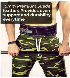 Ceinture de musculation pour hommes et femmes, noire, 10 mm d'épaisseur, 4 pouces de large, en cuir de vachette avec fermeture à boucle pour soulevés de terre, squats et entraînements en salle de sport - Product Image 3