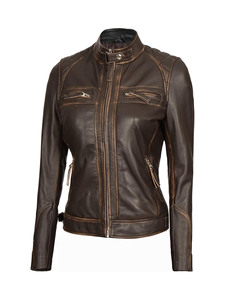 Fashion <b>Women</b> Leather Motorcycle <b>Jacket</b> with Premium <b>Zipper</b> Closure Soft Inner Lining and ODM Service - Product Image 3