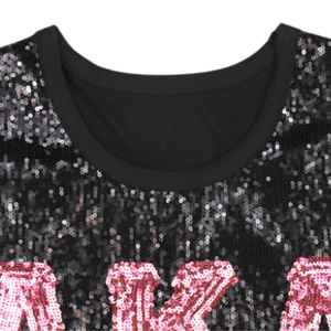 AKA เสื้อยืดปักเลื่อมสีดำ เสื้อเชิ้ตแฟชั่นพรีเมียมสำหรับผู้หญิง - Product Image 5