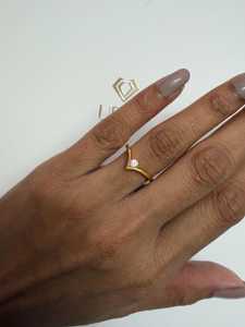 V Band <b>Ring</b> 14k 18k Solid Solid Gold Round Cut Lab Grown Diamond Prong Set Stackable Minimalist Everyday Wear Tiny Promise <b>Rings</b> - Product Image 4