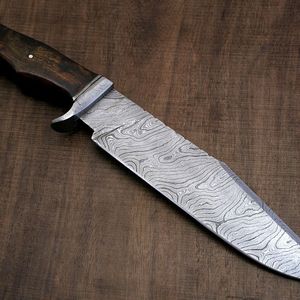 Couteau de chef durable en acier Damas, fait main avec manche en bois et étui en cuir, outil utilitaire pour le camping en extérieur, DIY OEM - Product Image 4