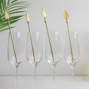 Antique Gold Finish 4-<b>pc</b> Cocktail Stirrers <b>Set</b> of 4 Stainless Steel Stirrers - Product Image 2