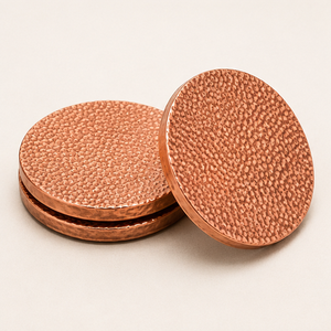 Premium Artisan Hand-Hammered Solid Copper Beverage <b>Coasters</b> Elegant <b>Heat</b>-Resistant Tabletop Protectors For Coffee & Tea Decor - Product Image 6