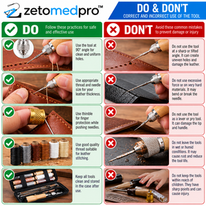 Kit Profesional de Herramientas para Coser Cuero con Aguja de Puntalón, Bobinas de Hilo y Accesorios para Reparación de Cuero y Bricolaje ZetomedPr - Product Image 6