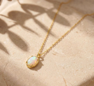 Natural Ethiopian <b>Opal</b> Oval 10x14mm 18K Gold Plated 925 Silver Prong Set Smooth Gemstone Christian <b>Pendant</b> Necklace Fine Jewelry - Product Image 2