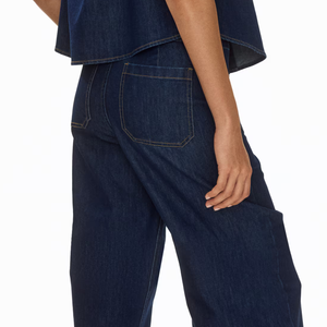 Jean en denim taille haute pour femme, coupe décontractée, jambe large, pantalon décontracté, streetwear tendance, design personnalisé, marque privée - Product Image 4