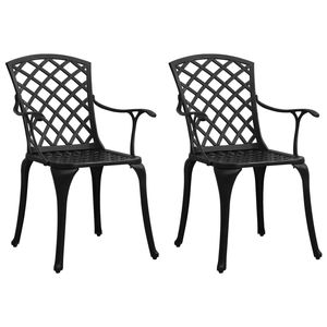 Ensemble de 2 chaises de jardin en aluminium moulé noir, design ergonomique standard - Product Image 1