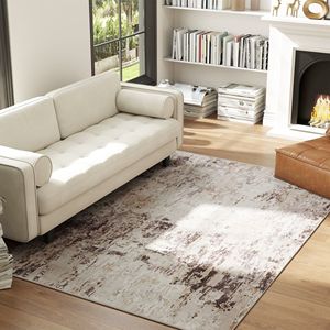 Grande Tappeto Moderno Astratto 4x6 Lavabile in Lavatrice, Antiscivolo in PP per Soggiorno, Camera da Letto, Sala da Pranzo, con Tonalità Marroni Miste - Product Image 3