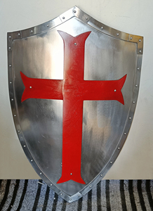 Escudo Templario Medieval Hecho a Mano de Alta Calidad, Diseño de Cruz Roja, Acero Suave, para Reenactment, Decoración de Fiesta de Halloween, Regalo - Product Image 4