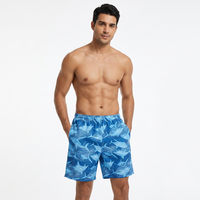 Shorts de bain décontractés pour hommes, séchage rapide, respirants, bleu uni, taille mi-haute élastique, 100 % polyester