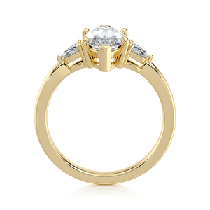 แหวนแต่งงานเพชรทรงมาร์คีส์ 3 เม็ด ทองคำแท้ 14K เพชรเลี้ยงในห้องปฏิบัติการ ประดับเพชรทรงหยดน้ำด้านข้าง ชุบโรเดียมอย่างหรูหรา ได้รับการรับรองจาก IGI - Product Image 3