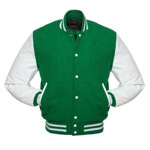 Nuevo 2024 KELLY GREEN Wool Varsity Letterman Bomber chaqueta de béisbol mangas de cuero negro - Product Image 5