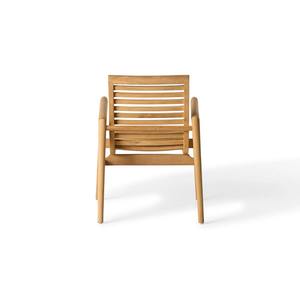 Sillón de Madera de Teca Sólida de Primera Calidad con Cojín Gris – Elegante Silla de Comedor para Restaurante, Cafetería y Patio - Product Image 4