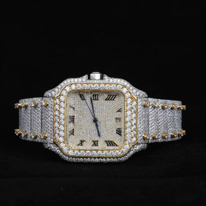 Relojes Mecánicos de Lujo con Diamantes VVS y Moissanita, Cadena con Incrustaciones de Diamantes, 100% Aprobados por el Probador de Diamantes, Estilo Hip Hop, Relojes con Incrustaciones de Moissanita - Product Image 1