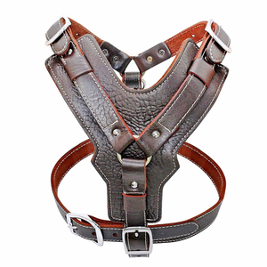 Heavy Duty Genuine <b>Leather</b> Dog <b>Harness</b> with Handle Y Front No Pull Tactical Adjustable <b>Harness</b> for Large Breed Dogs - Product Image 2
