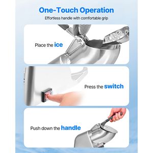 Macchina Elettrica per Granita in Acciaio Inossidabile, Tritaghiaccio da 65 kg con 2 Lame e Coperchio del Contenitore - Product Image 4