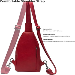 Bolso Bandolera Moderno de Cuero Rojo para Mujer, Bolso de Pecho con Múltiples Bolsillos, Herrajes Duraderos, MOQ Bajo - Product Image 4