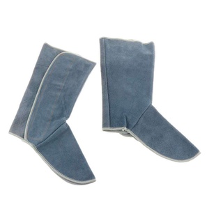 Protège-jambes en cuir de vachette bleu pour chaussures de sécurité industrielles, résistant à la chaleur et aux coupures, couvre-chaussures en cuir - Product Image 1