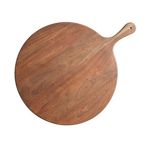 Planche à pizza ronde en bois d'acacia artisanal avec poignée, planche à découper de cuisine, plateau à charcuterie et plateau à fromage - Product Image 1