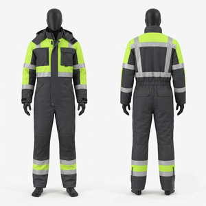 Premium 300 GSM Poly Cotton CE Certified <b>Waterproof</b> <b>Work</b> Uniform Hi Vis Lime Charcoal Panels Reflective Tape Custom Logo Unisex - Product Image 1