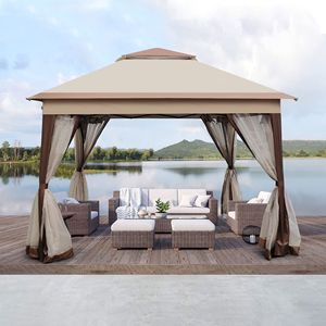 Gazebo Pop-up da Esterno 3,35x3,35 m con Tenda a Rete Rimovibile con Cerniera, Tetto Morbido a 2 Livelli, Tenda per Eventi per Patio, Cortile e Giardino - Product Image 2