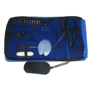 Hair Extension Tools Kit Plastic Set for Installation and Removal Blue <b>Case</b> with Clips Scissors Comb and <b>Needles</b> High Quality - Product Image 3