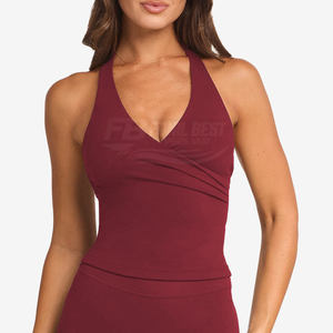 Ensemble 2 pièces pour femme, taille élastique, pantalon évasé taille haute, effet push-up, pour gym, fitness, yoga, séchage rapide, respirant, imprimé, design personnalisé, OEM - Product Image 2