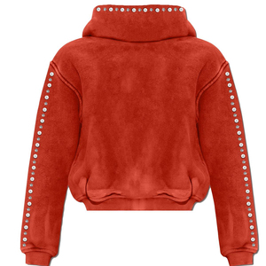 Top Custom Men's cotton blended Hoodies Distressed Acid Washed Print Oversized <b>Zip</b> Boxy Fit Streetwear Rhinestone Men's Hoodie - Product Image 2