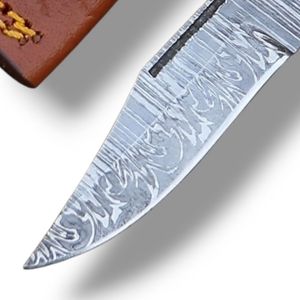 Couteaux pliants de Damas, couteaux de poche portables EDC avec étui en cuir pour la chasse, le camping, la randonnée, la survie, les activités de plein air - Product Image 6