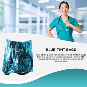 Pack 200 <b>Blue</b> Low Density Polyethylene Covers <b>Roll</b> 20x18x30 Size for Home Equipment Industrial Health Needs Great Safety Product - Product Image 6