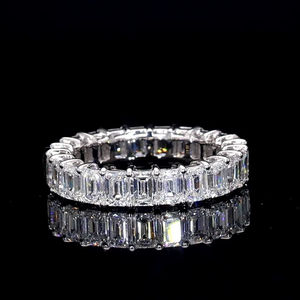 Emerald cut <b>diamond</b> eternity band <b>ring</b> with endless brilliance for wedding anniversary stacking and luxury fine jewelry - Product Image 3