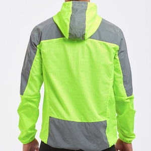 Chaqueta Deportiva con Capucha para Hombre, Resistente al Viento, con Bloques de Color Verde Neón y Gris, Cierre de Cremallera, para Primavera y Actividades al Aire Libre - Product Image 4