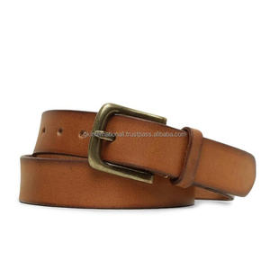 High Quality Natural <b>Tan</b> Harness <b>Leather</b> Casual <b>Belt</b> for <b>men</b> with changeable brass buckle business casual dress <b>belt</b> - Product Image 6
