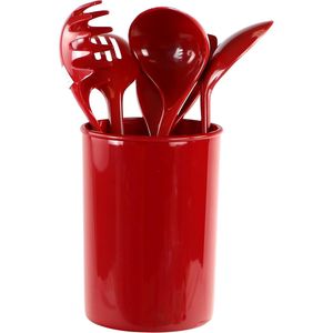 Set di 6 Utensili da Cucina Resistenti al Calore con Portautensili, Spatola, Cucchiaio Forato, Mestolo, Senza BPA, con Accessorio da Bancone - Product Image 1