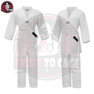 Uniforme de Taekwondo de Tela Personalizada de Alta Calidad para Adultos y Niños, Color Blanco Completo, Ropa de Artes Marciales, Trajes de Taekwondo - Product Image 5