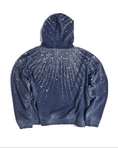 Custom Luxury Vintage Wash Rhinestone Zip Up Hoodie Oversized Streetwear Galaxy Crystal Full Zip Sweatshirt for Men Women - Product Image 4