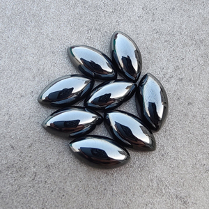 Hematite naturelle cabochon, forme marquise, dos plat, calibrée, qualité AAA+, pierre précieuse pour bijoux - Product Image 6