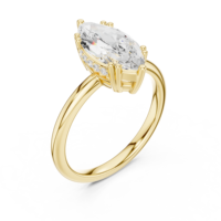 Bague de fiançailles taille marquise en or jaune 18 carats avec diamant, bague en or blanc 14 carats, bijoux fins pour femme, bague halo pour anniversaire et mariage, taille 7