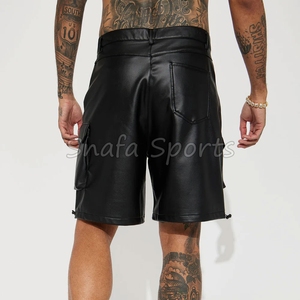 กางเกงหนังผู้ชายพิมพ์ลายโลโก้แบบกำหนดเองใหม่ กางเกงหนังผู้ชายแบบมีเชือกผูกเอวสั่งทำพิเศษสำหรับขาย - Product Image 2