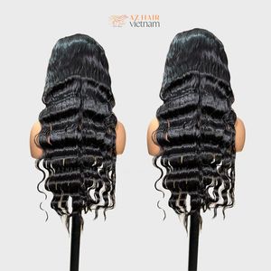 Perruques de cheveux humains sans colle Super Double Drawn cuticule alignée Extensions de cheveux longue durée de vie Loose Deep Wavy Full Length Black Color - Product Image 5