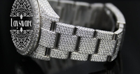 Montre pour homme de luxe personnalisée en acier inoxydable entièrement pavée de diamants Moissanite VVS