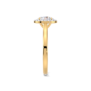 Bague de fiançailles avec halo de diamants ronds brillants de 1,16 carat, cultivés en laboratoire, en or jaune, blanc et rose 18 carats, certifiée IGI - Product Image 2