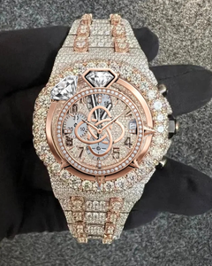 Reloj de pulsera de lujo para hombre con diamantes de moissanita y brazalete con incrustaciones de diamantes - Product Image 2
