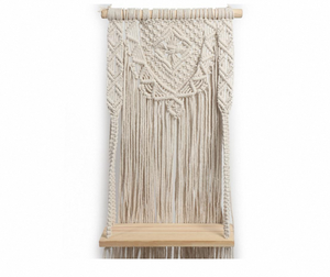 Décoration murale bohème en macramé, corde en coton naturel, barre en bois, franges, thème nature, pour salon, chambre à coucher - Product Image 3